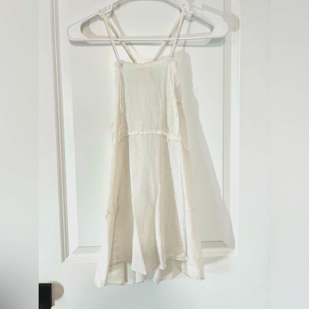 Zara White Linen Shirt, Open Back, Medium